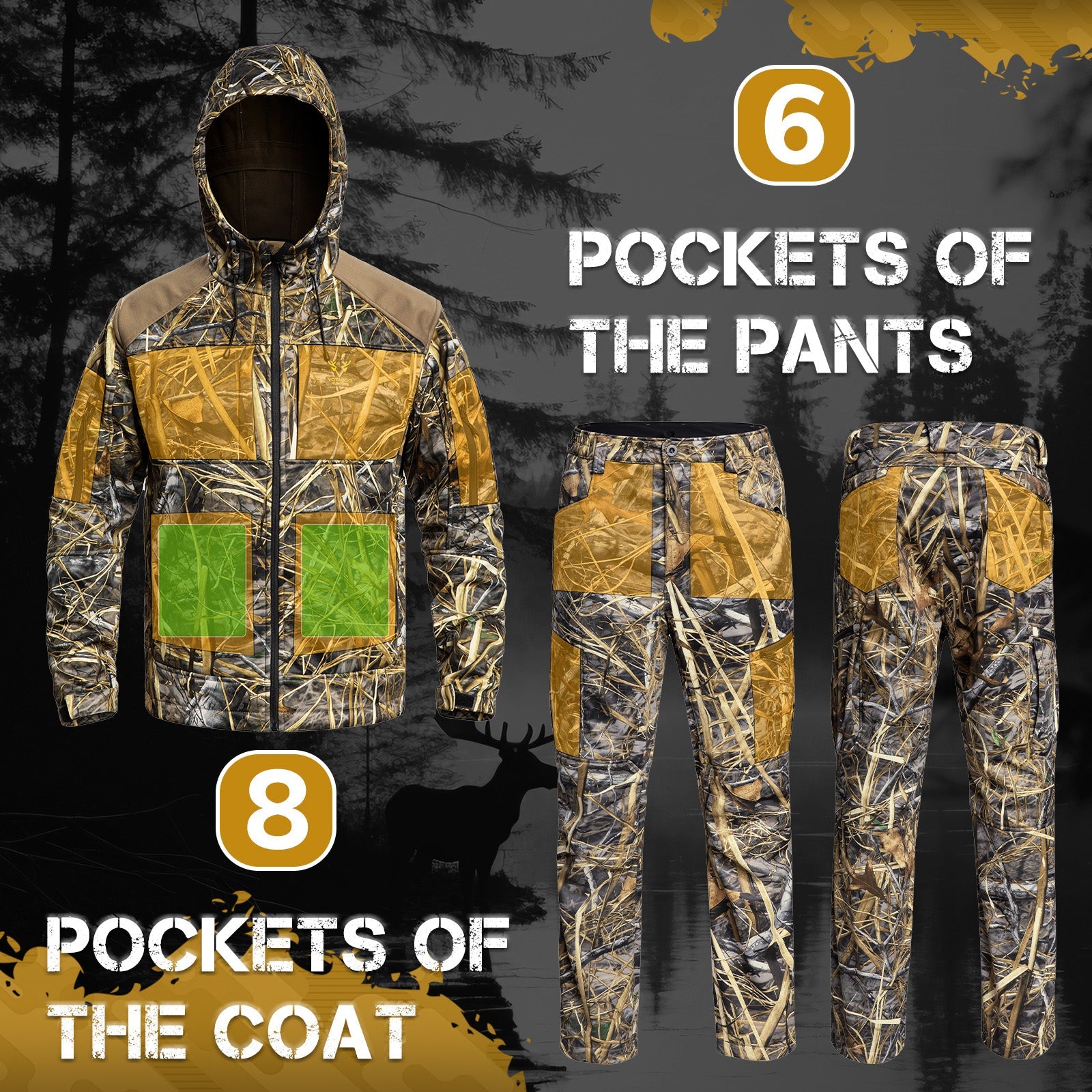 Adventure Junkie Heated Hunting Jacket & Pants Set – 12V 5-Zone Winter Suit