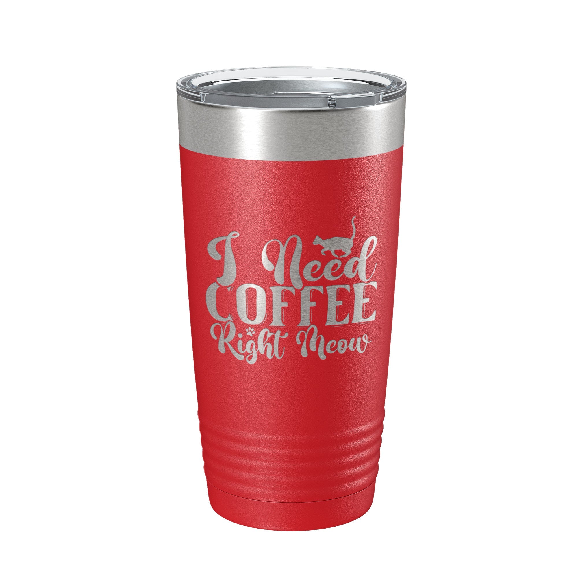 I Need Coffee Right Meow Tumbler Travel Mug Funny Cat Lover Gift Insulated Laser Engraved Coffee Cup 20 oz