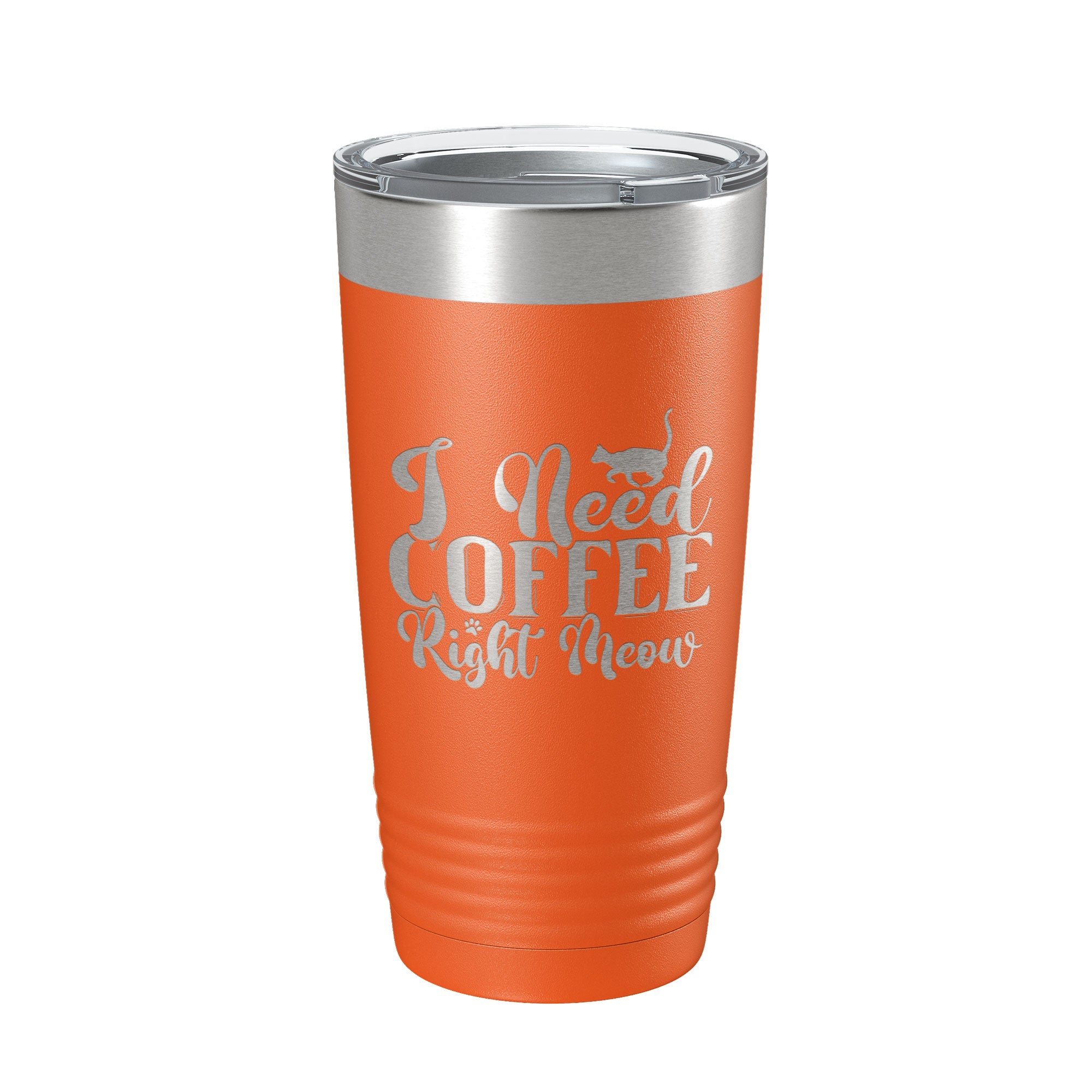I Need Coffee Right Meow Tumbler Travel Mug Funny Cat Lover Gift Insulated Laser Engraved Coffee Cup 20 oz