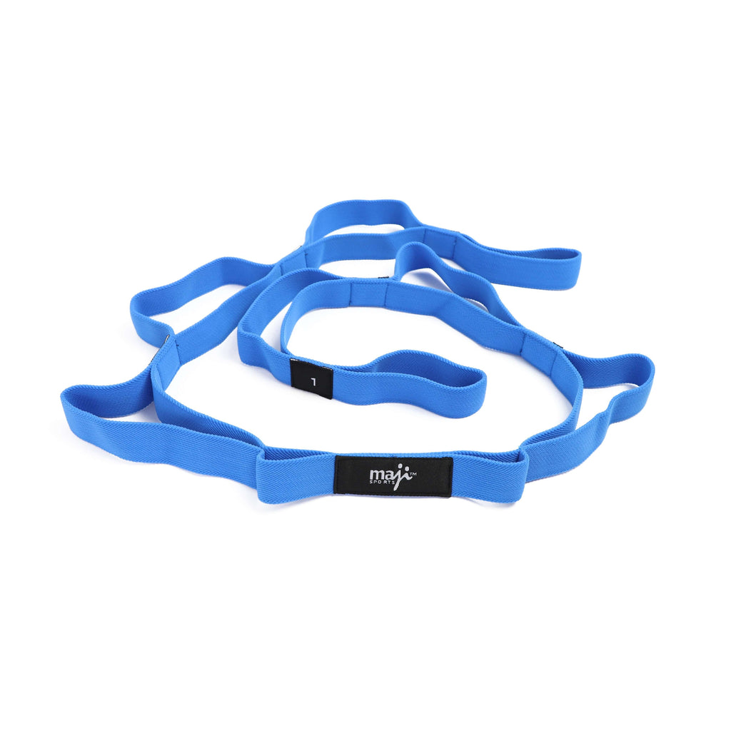 Fitness Junkie Elastic Yoga Strap with 10 Loops – Stretching & Flexibility Band
