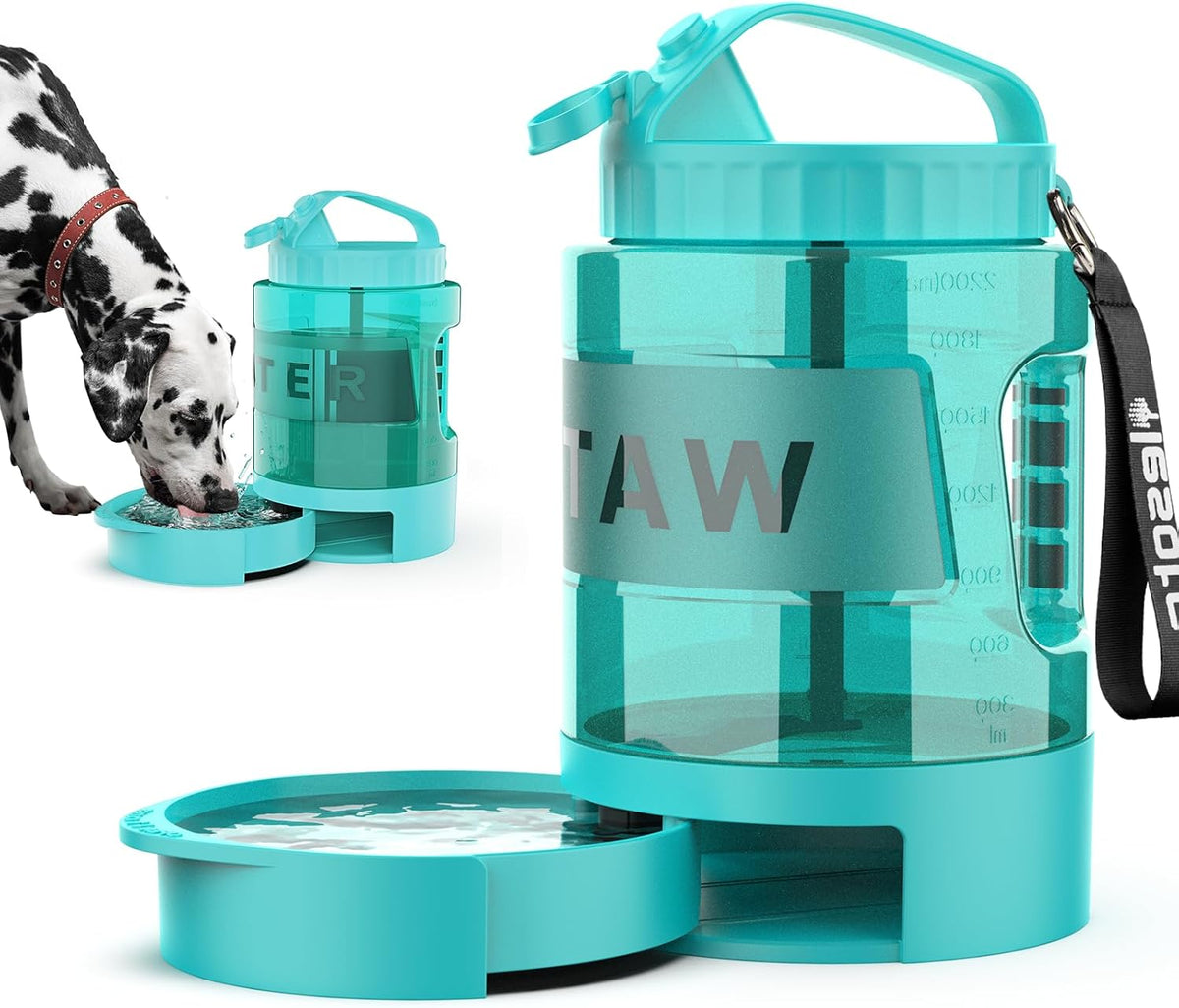 Pet Junkie 77oz Large Dog Travel Water Bottle with Built-In Bowl