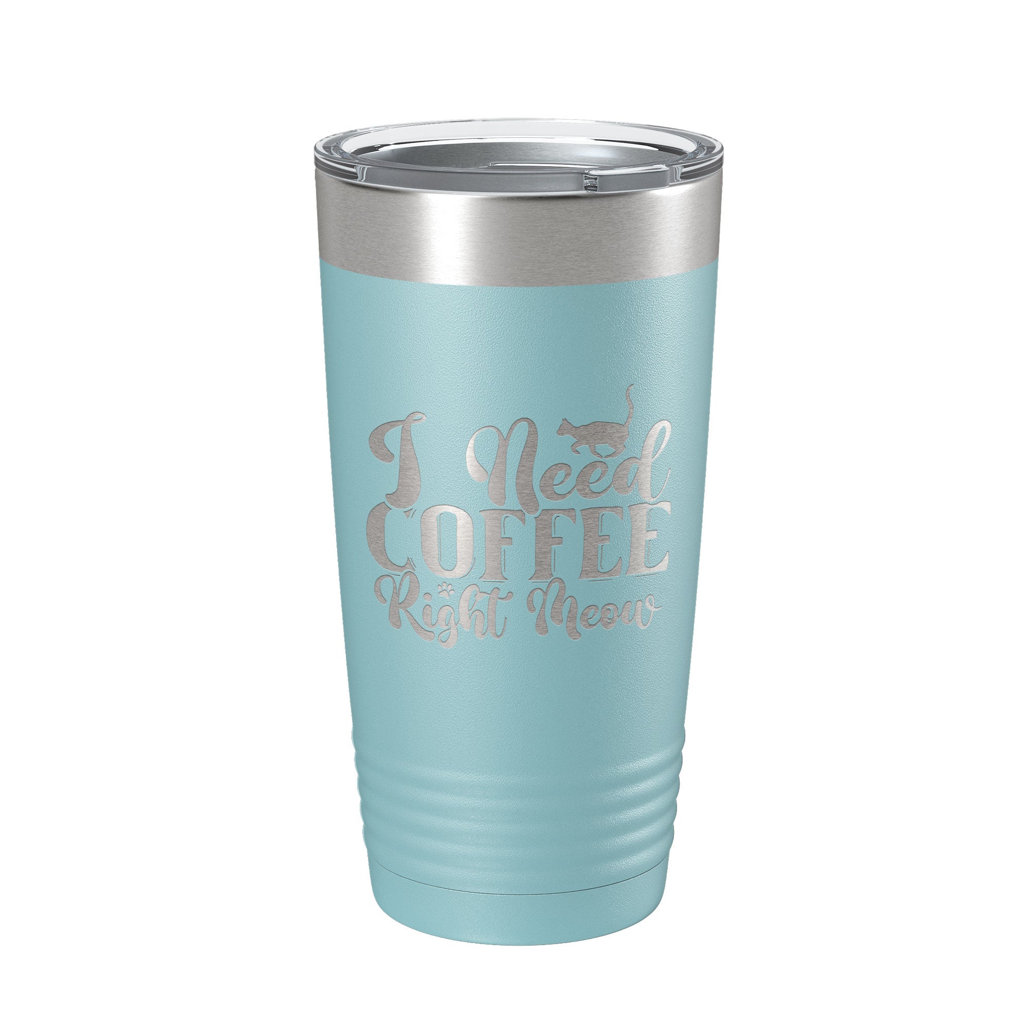 I Need Coffee Right Meow Tumbler Travel Mug Funny Cat Lover Gift Insulated Laser Engraved Coffee Cup 20 oz