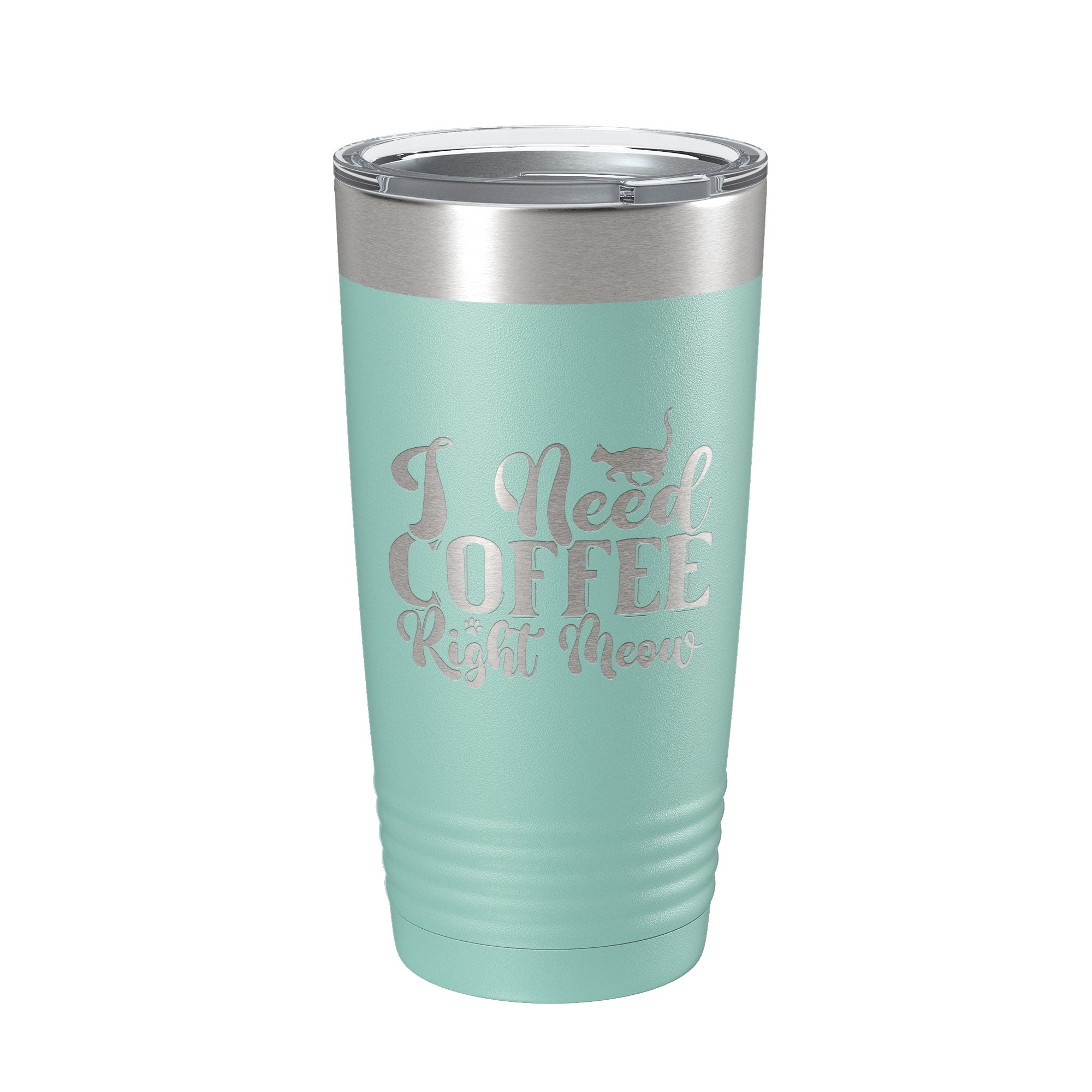 I Need Coffee Right Meow Tumbler Travel Mug Funny Cat Lover Gift Insulated Laser Engraved Coffee Cup 20 oz