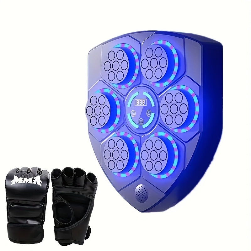 Fitness Junkie Smart LED Music Boxing Machine with Half Finger Boxing Gloves