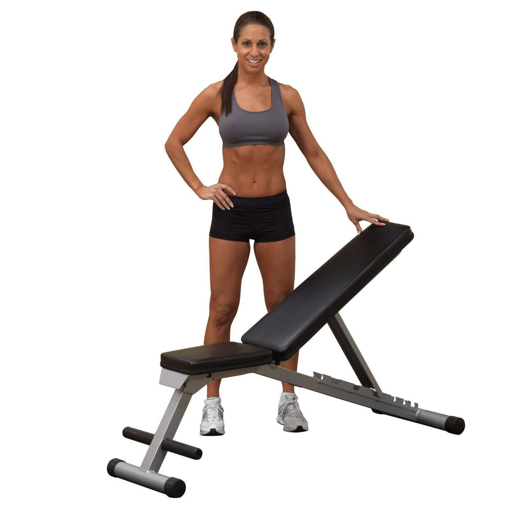 Fitness Junkie Multi-Position Adjustable Weight Bench – Flat, Incline & Decline Folding Bench