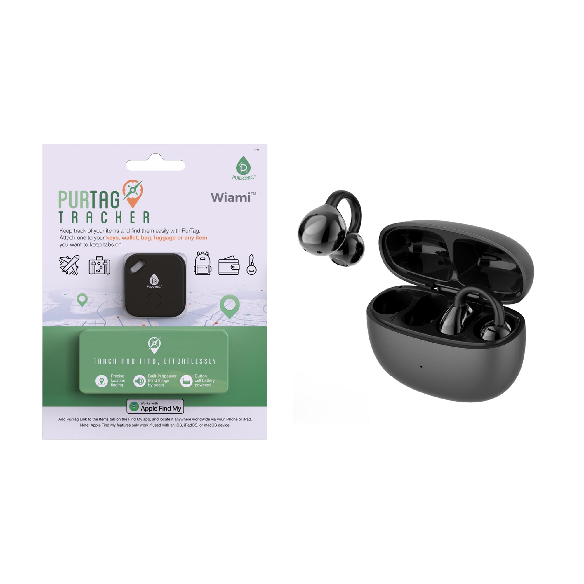 Music Junkie Pursonic True Wireless Earbuds & Purtag Tracker Bundle