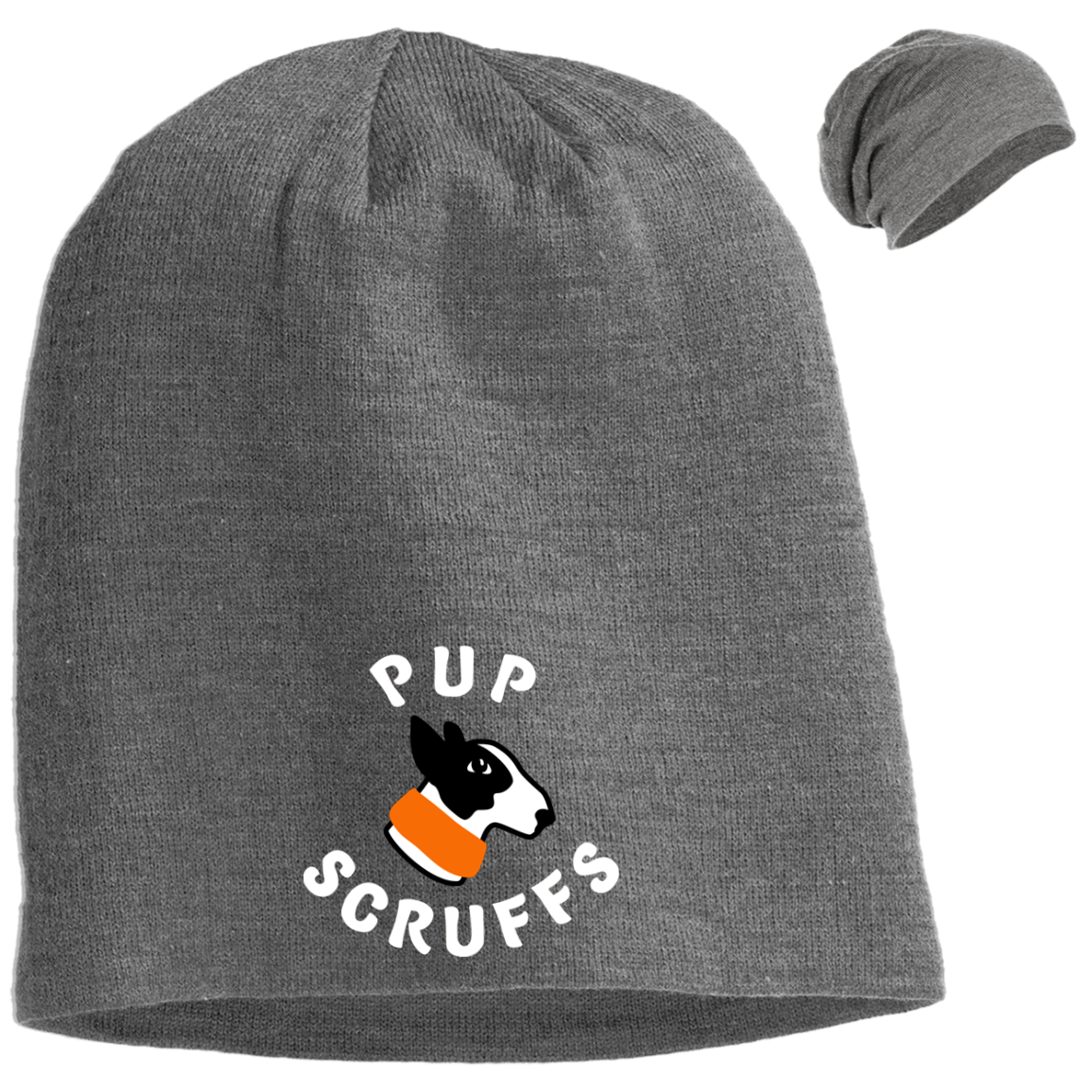 Humour Junkie Pup Scruffs Logo Embroidered Slouch Beanie