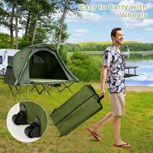 Adventure Junkie 4-in-1 Double Camping Cot Tent with Self-Inflating Mattress
