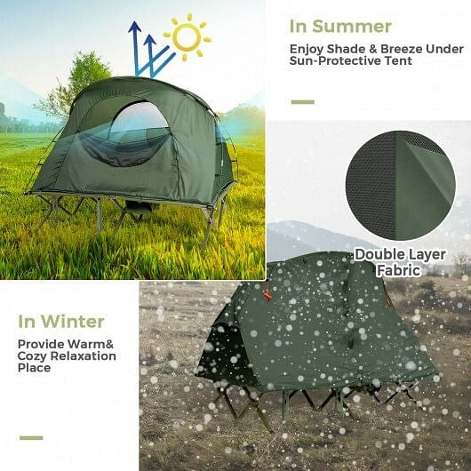 Adventure Junkie 4-in-1 Double Camping Cot Tent with Self-Inflating Mattress