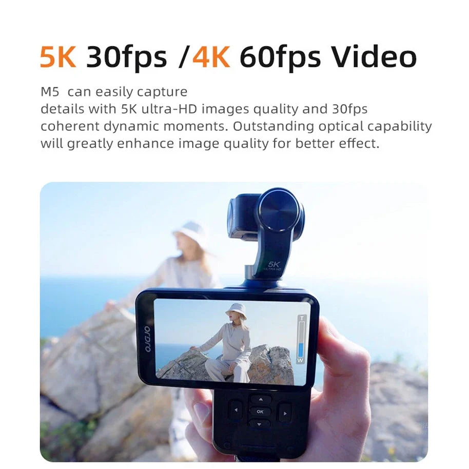 NNEOBA M5 4K Handheld Action Camera – 3-Axis Gimbal Stabilized Vlog Camera with Night Vision