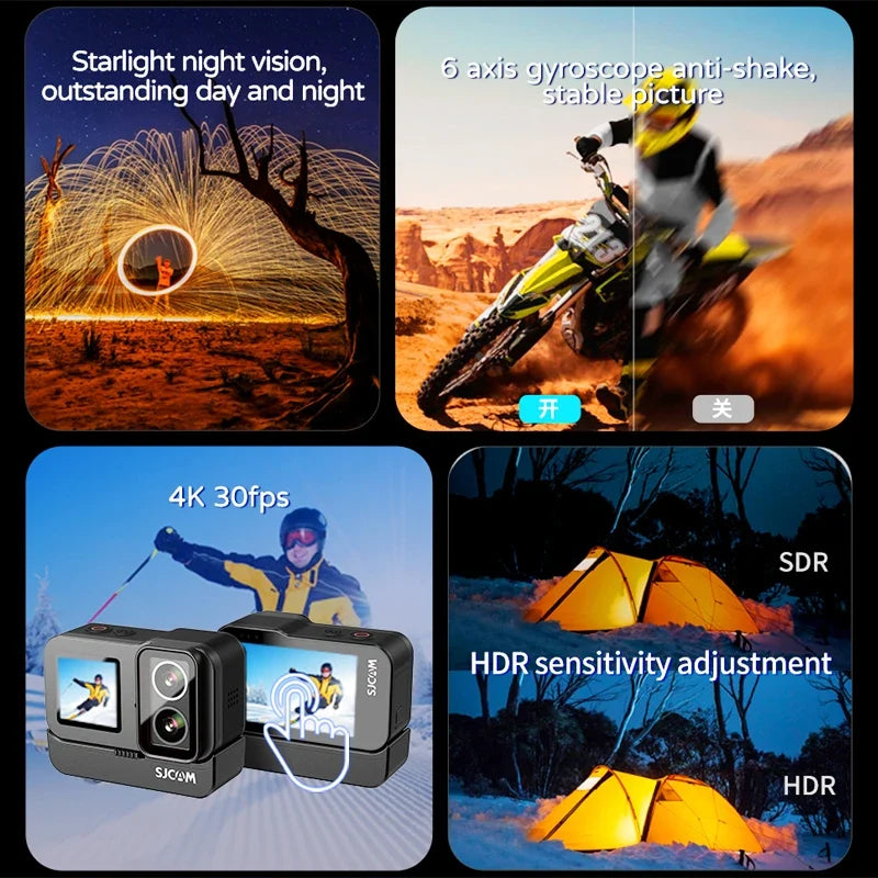 NNEOBA 4K Dual-Lens Action Camera Power Stick Included Black