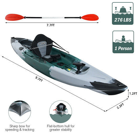 Adventure Junkie Sit-On-Top Fishing Kayak with Rod Holders
