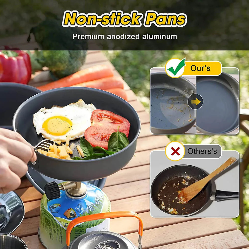 “Adventure Junkie Aluminum Camping Cookware Set.