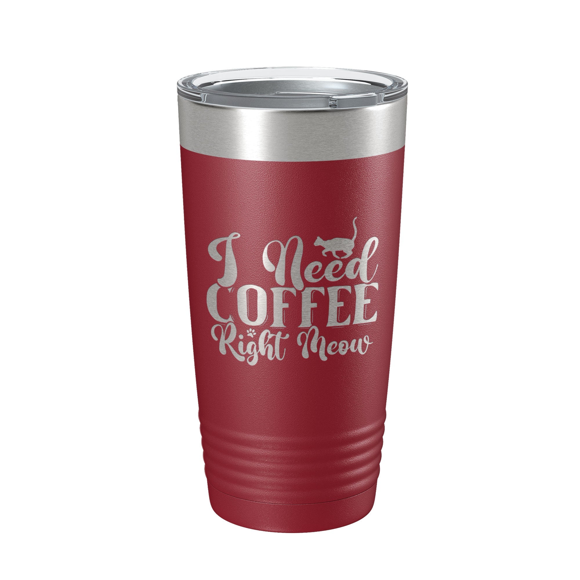 I Need Coffee Right Meow Tumbler Travel Mug Funny Cat Lover Gift Insulated Laser Engraved Coffee Cup 20 oz