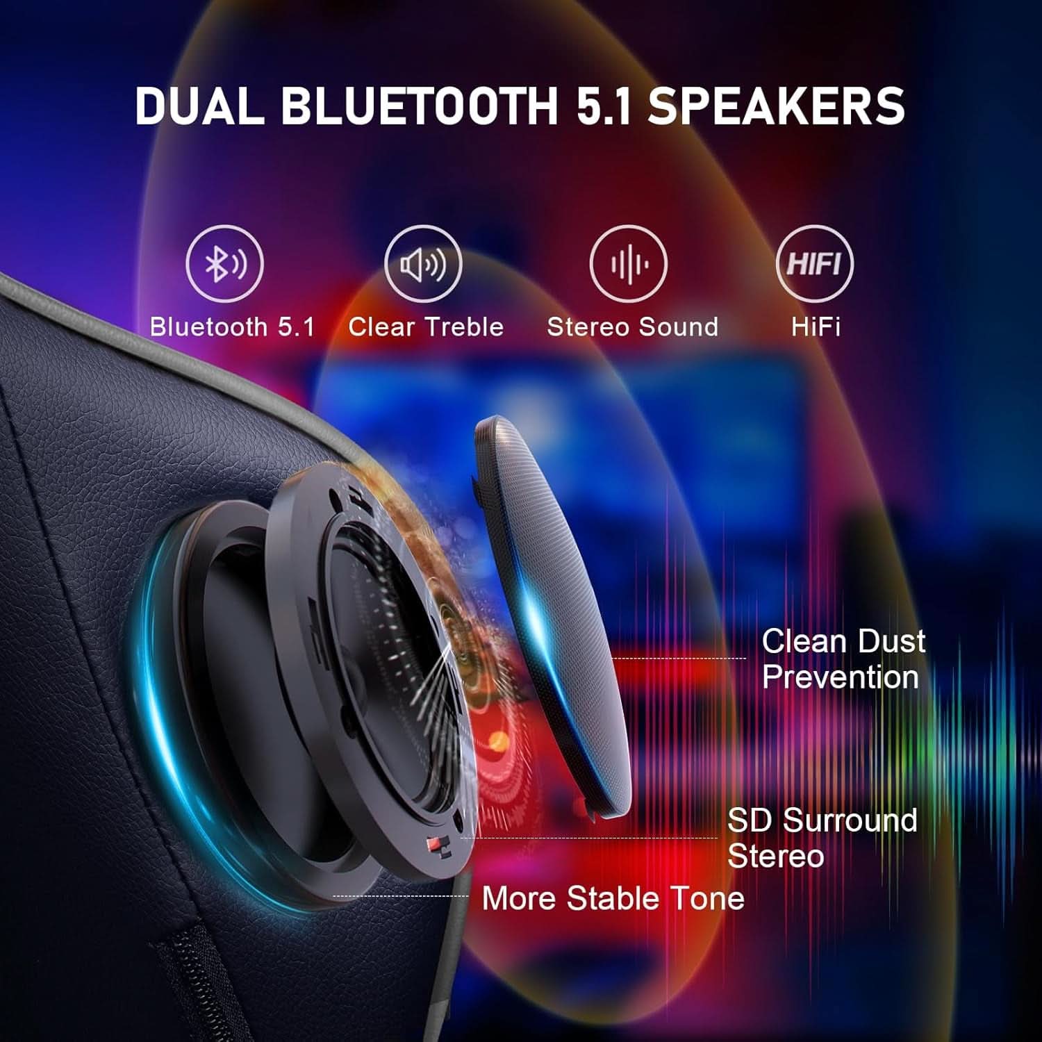 Music Junkie Ergonomic Gaming Chair with Bluetooth Speakers & Footrest