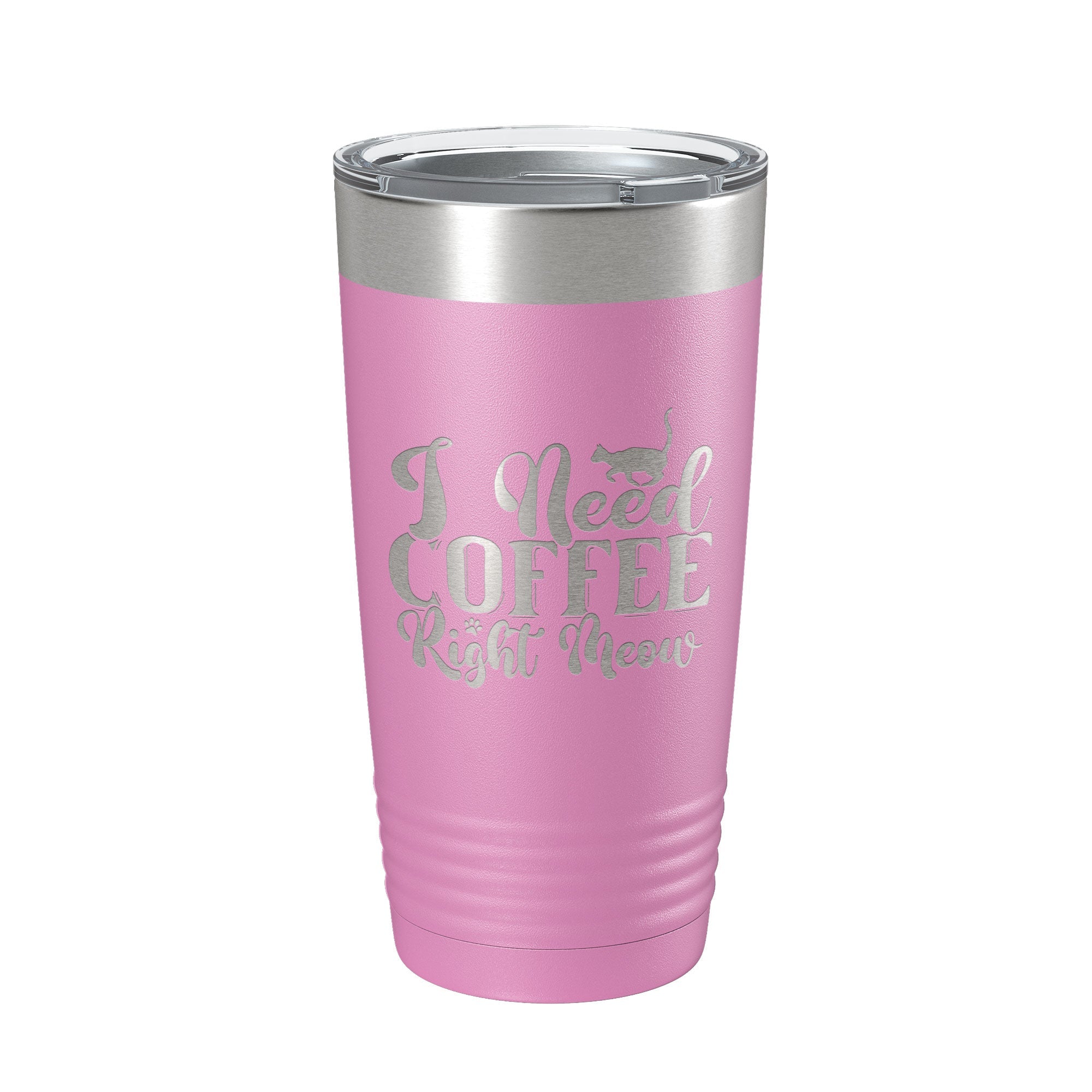 I Need Coffee Right Meow Tumbler Travel Mug Funny Cat Lover Gift Insulated Laser Engraved Coffee Cup 20 oz