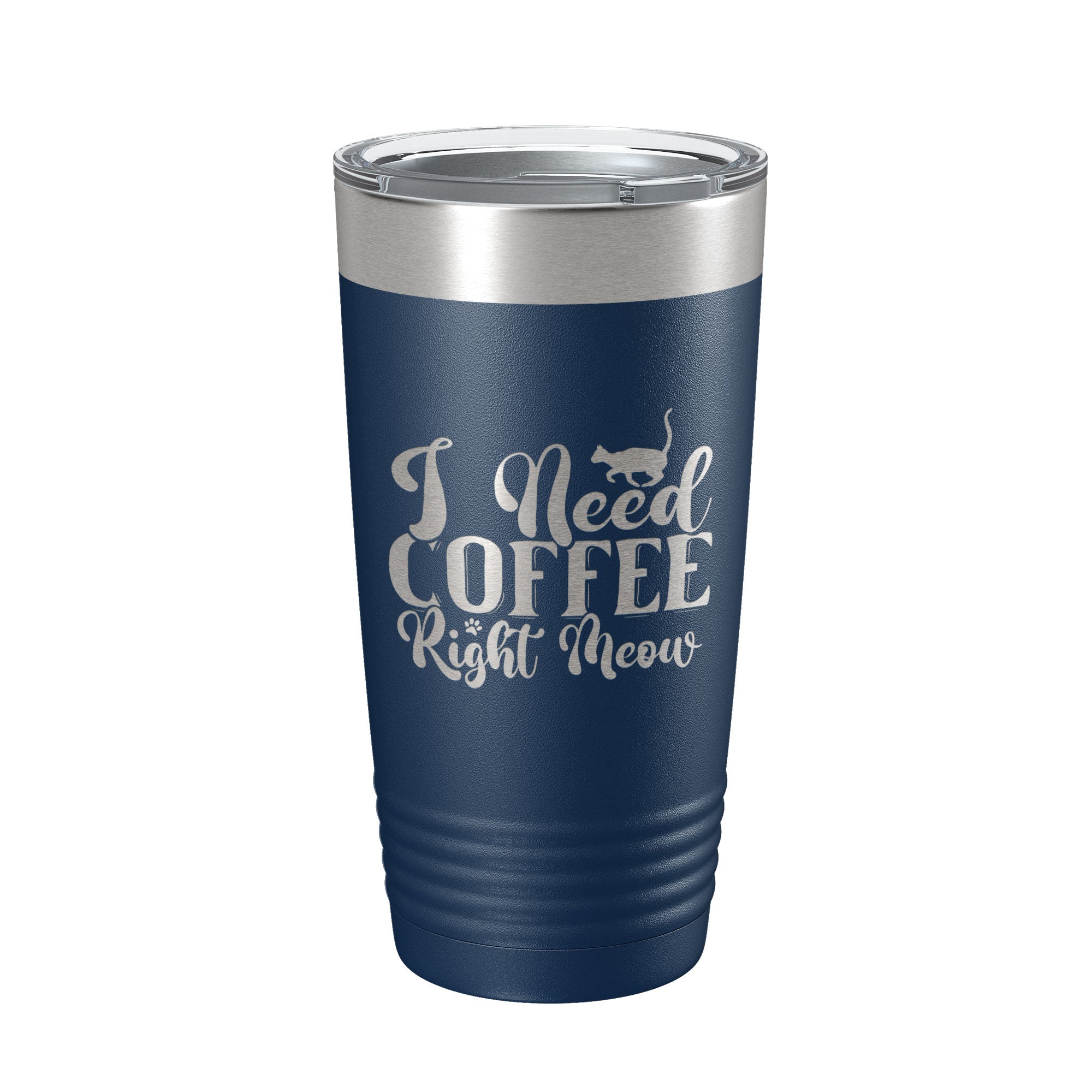 I Need Coffee Right Meow Tumbler Travel Mug Funny Cat Lover Gift Insulated Laser Engraved Coffee Cup 20 oz