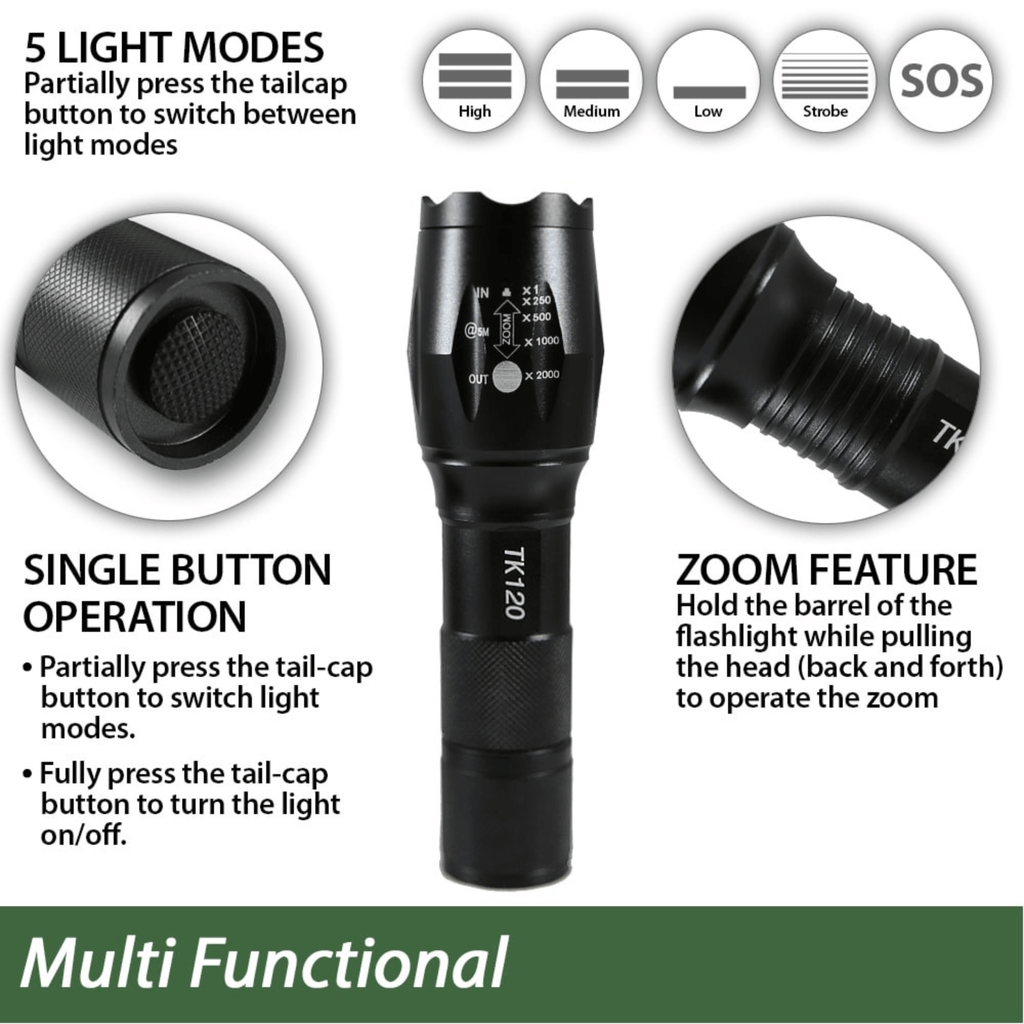 Adventure Junkie EcoGear FX TK120 LED Tactical Flashlight 2-Pack
