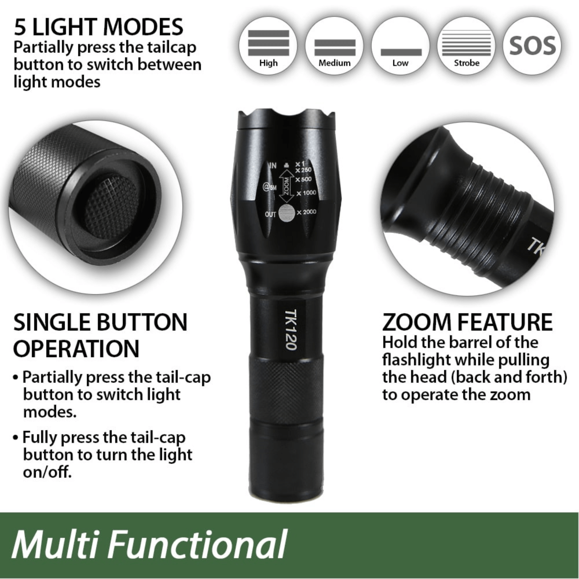 Adventure Junkie EcoGear FX TK120 LED Tactical Flashlight 2-Pack