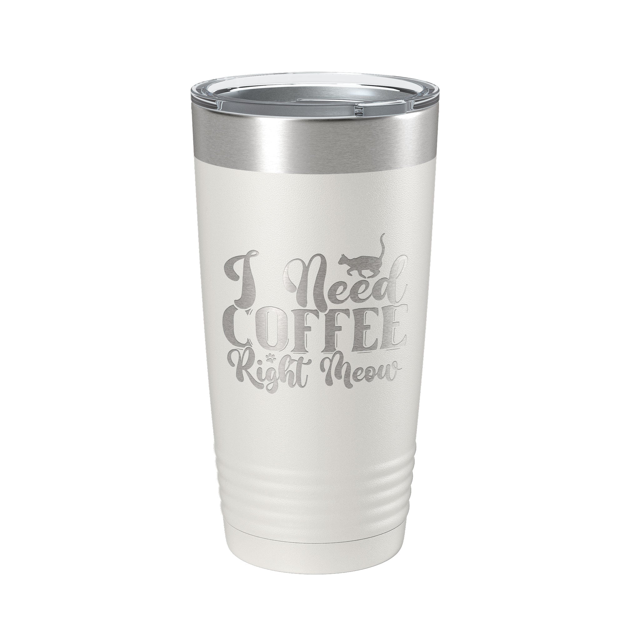I Need Coffee Right Meow Tumbler Travel Mug Funny Cat Lover Gift Insulated Laser Engraved Coffee Cup 20 oz