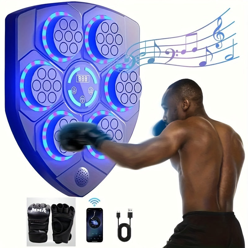 Fitness Junkie Smart LED Music Boxing Machine with Half Finger Boxing Gloves