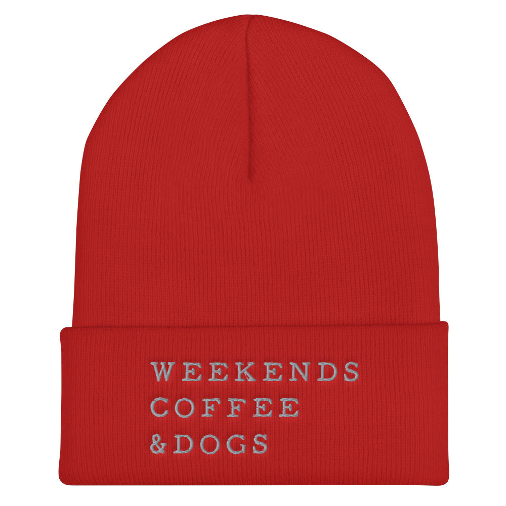 Humour Junkie Weekends, Coffee & Dogs Cuffed Beanie