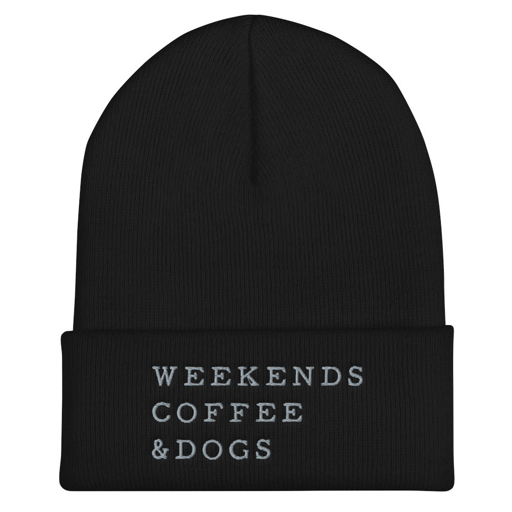 Humour Junkie Weekends, Coffee & Dogs Cuffed Beanie