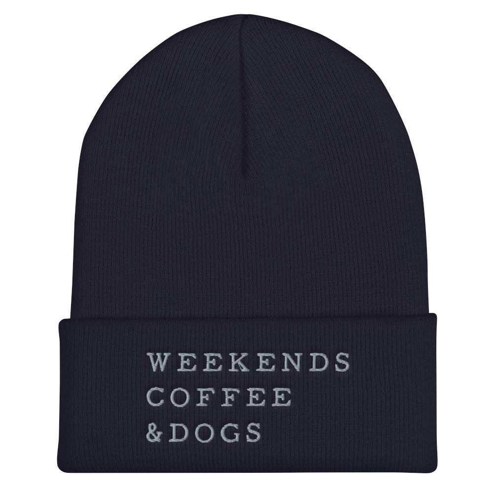 Humour Junkie Weekends, Coffee & Dogs Cuffed Beanie