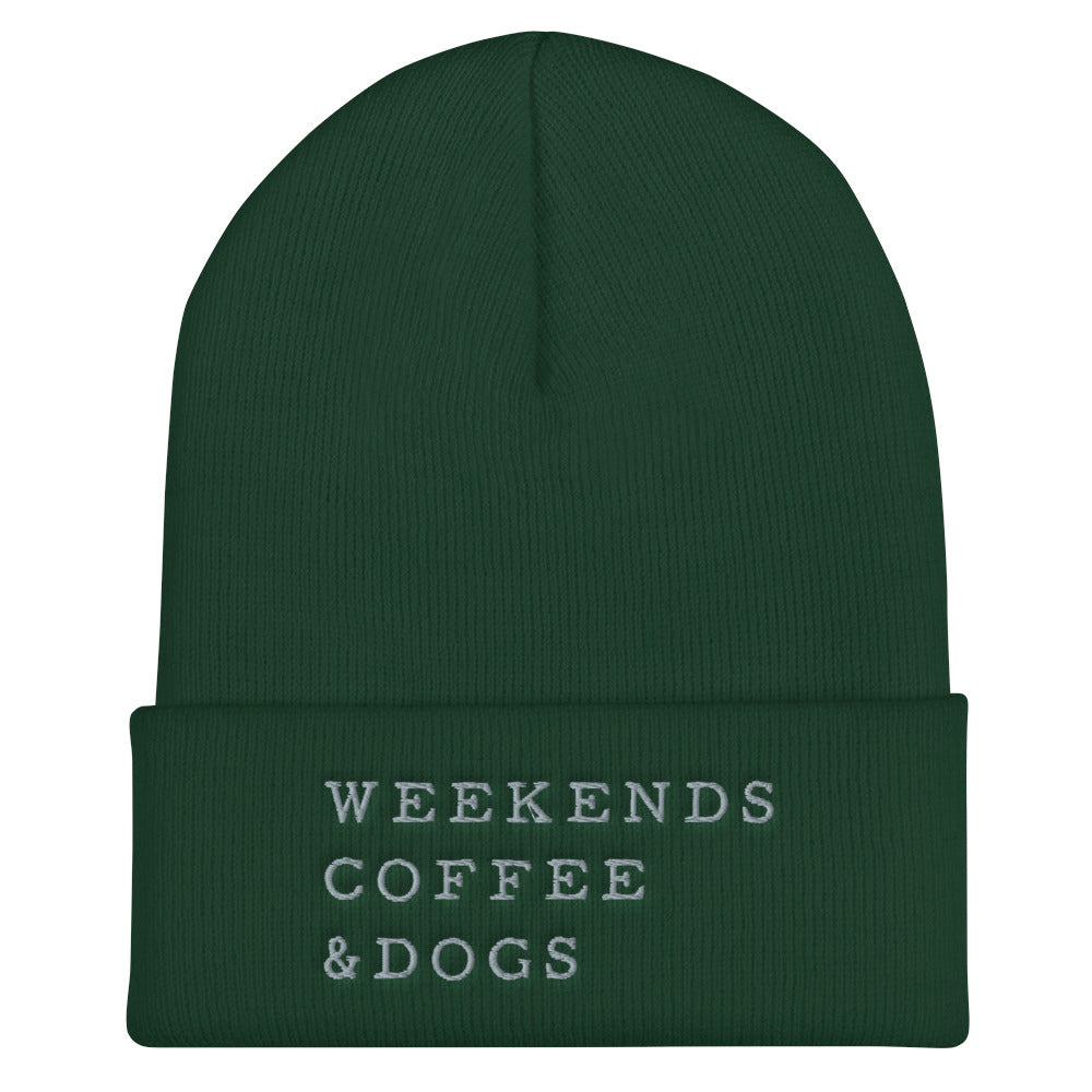 Humour Junkie Weekends, Coffee & Dogs Cuffed Beanie