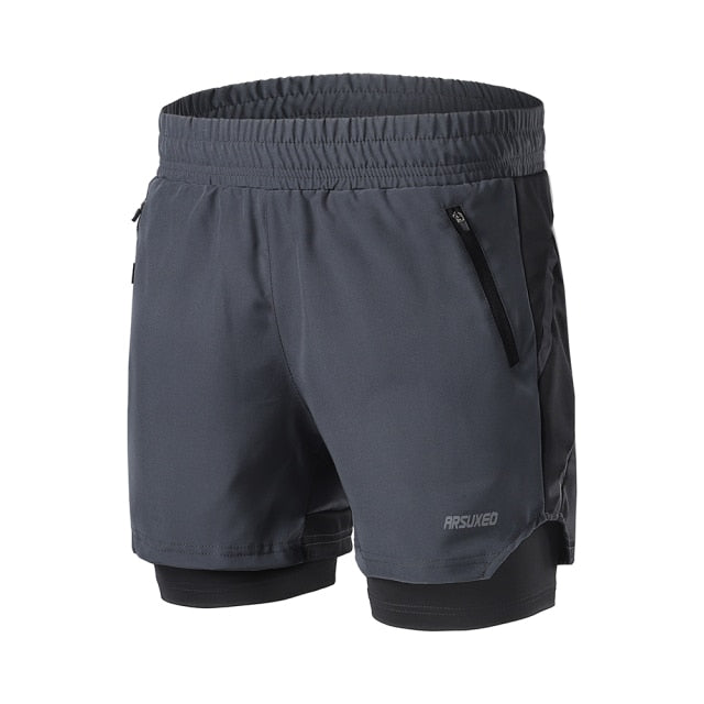 Sports Junkie – Men's 2-in-1 Quick-Dry Running Shorts with Zip Pocket