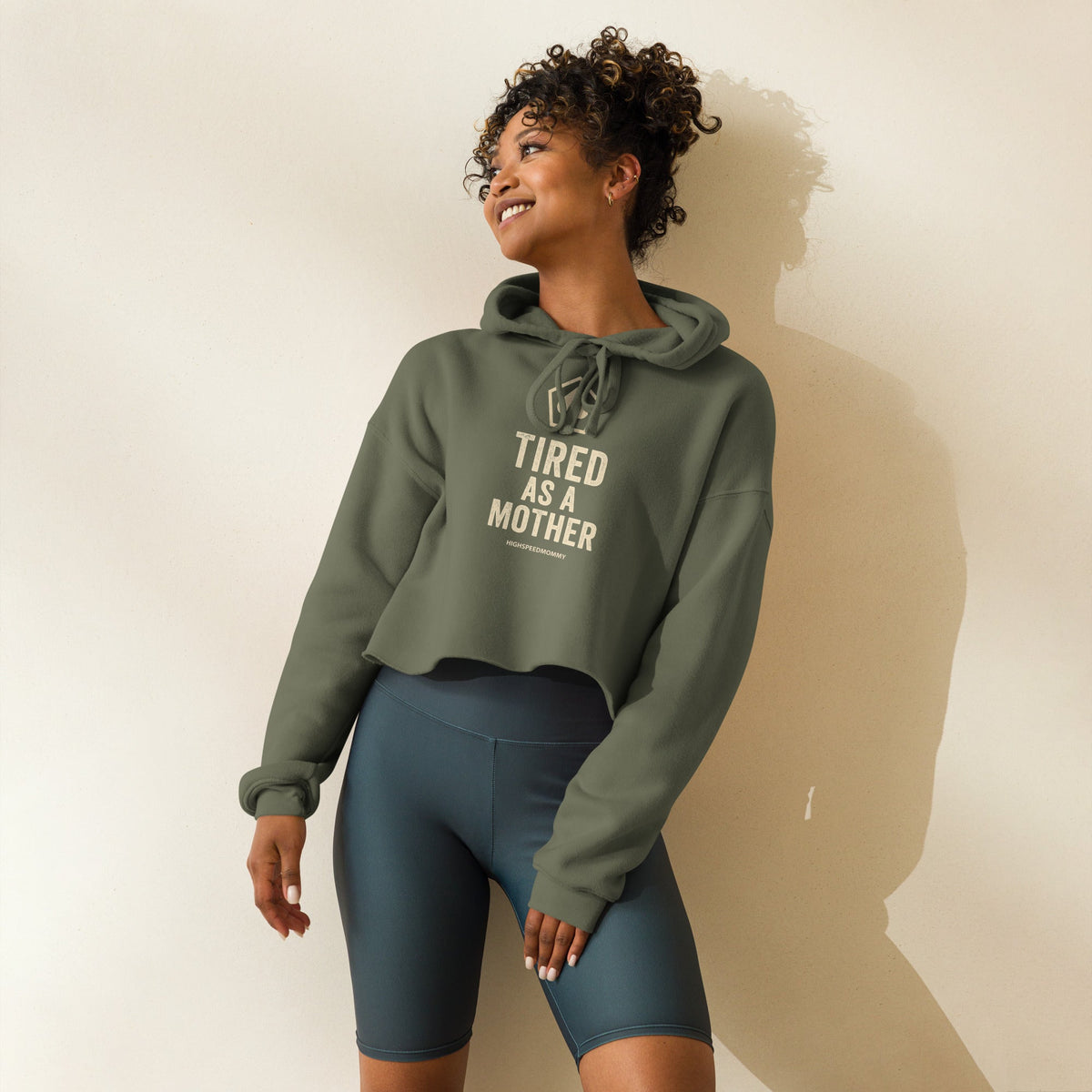 Humour Junkie Tired Mother Cropped Hoodie