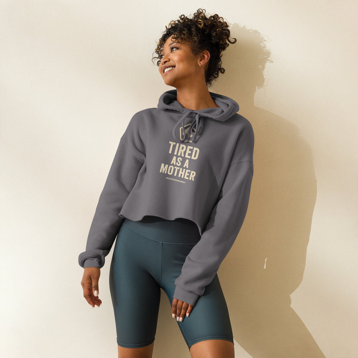 Humour Junkie Tired Mother Cropped Hoodie